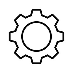 Gear icon in black outline for settings menu