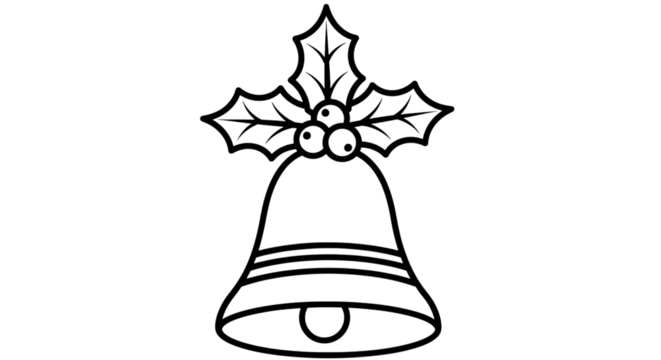 Christmas bell with holly leaves and berries - Powered by Adobe