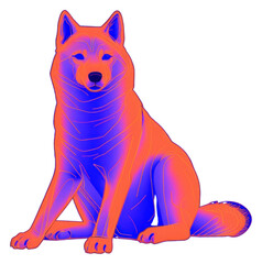 Naklejka premium PNG Illustration Akita Inu neon rim light animal mammal purple.
