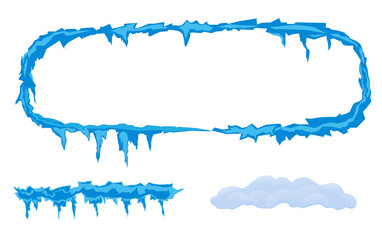 Winter frame, ice and snowdrift. Background for the new year. Vector stock illustration. isolated on a white background.  Glacial