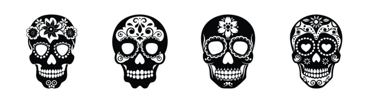 Day of the dead sugar skull vector art dia de los muertos calavera clip art halloween skulls design