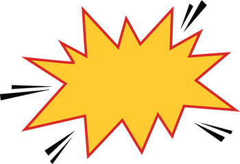 explosion, comic, speech bubble, shape, yellow, red, design, graphic, illustration, empty, blank, template, announcement, pop art, retro, vintage, cartoon, burst, energy, sound effect, space, copy, me