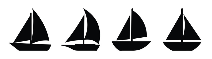 Sailboat vector silhouette collection: nautical vessel, yacht, boat, sailing, maritime, sea, ocean