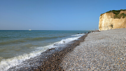 View of Pourville Beach, Hautot-sur-Mer, Normandy, France. 
