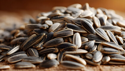 Obraz premium pile of sunflower seeds, close-up