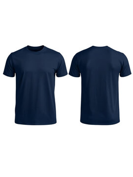 Plain Navy Blue T-Shirt Mockup &ndash; Front and Back View, Classic Crew Neck, Blank Apparel for Design and Branding