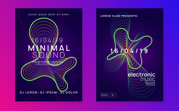 Discotheque Banner. Violet Sound Poster. Green Music Background. Dance Design. Concert Invite. Soundwave Beat Invitation. Night Club Festival Template. Pink Sound Event