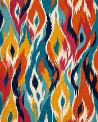 Abstract background in Ikat technique . Printable pattern for wall decorations.