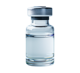 Isolated, high-quality studio image of a glass medicinal bottle on a transparent background