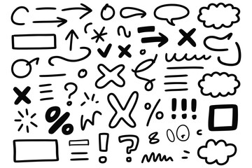 Hand-Drawn Doodle Sketch Elements and Marker Shapes Set