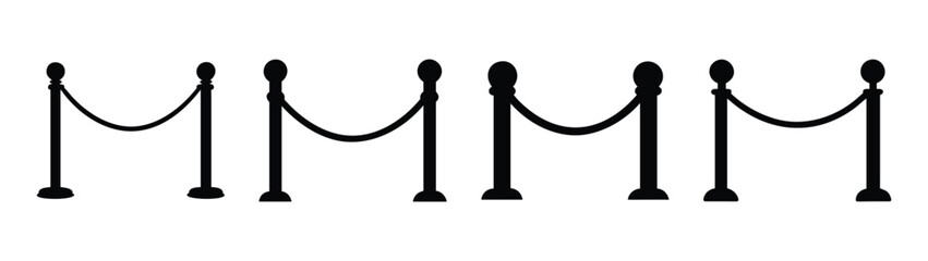 Download black and white rope barrier stanchions vector illustration for event entrance security access