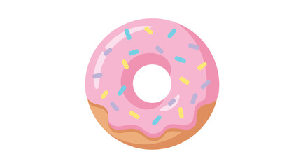 Delicious pink glazed donut with colorful sprinkles sweet treat