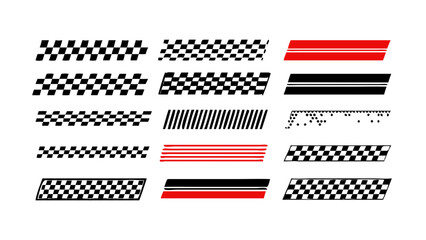 Checkered flag racing stripe vector graphic design element for car decoration and sport competition theme use