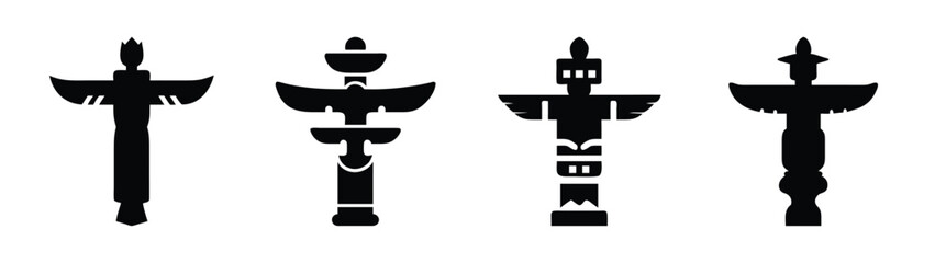 Explore authentic totem poles vector art illustration of indigenous cultural heritage and design elements