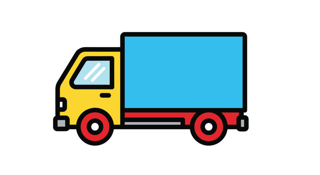 Express delivery service concept with a colorful flat design truck icon