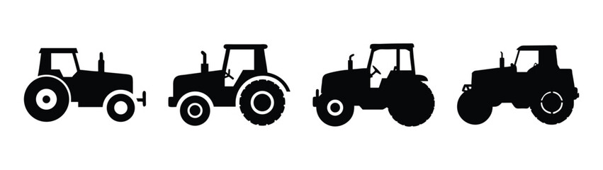 Black tractor silhouette vector image for agricultural machinery farm vehicle design and graphic elements