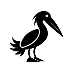 Shoebill Black Silhouette Bird Vector Illustration