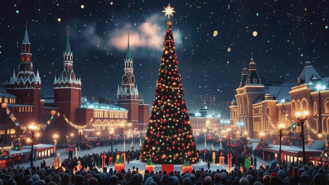 Festive evening celebration on Moscow&rsquo;s Red Square
