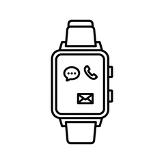 Smartwatch with icons for messages, calls, and email
