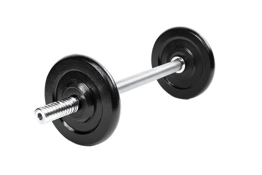 Black barbell with weights for strength training