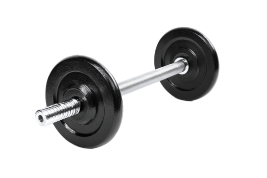 Black barbell with weights for strength training
