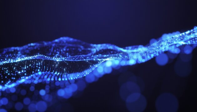 A dynamic digital wave with vibrant blue hues, representing innovation