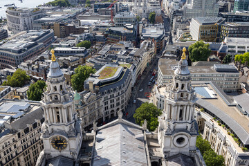 View of London from the top of St. Pauls Cathedral on a Sunny, Summer day.