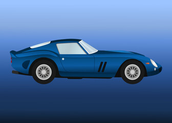 Classic Blue GT Race Car Vector Illustration