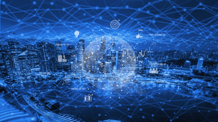 Global business network connecting digital economy and data exchange. Global business expands market, business shares data, global drives finance, and global business supports insight. Vouch