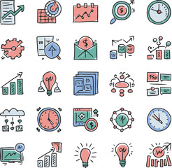 Sketch Style Infographic Icons Collection