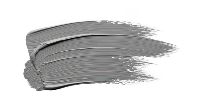 Textured grey paint stroke on an isolated background, dynamic artistic brushstroke, creative abstract design element for art projects and graphic design isolated on transparent background