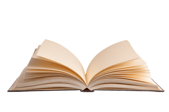 Open book with blank pages, ready for writing