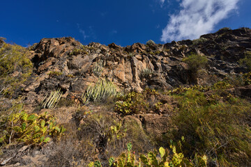Layered volcanic rock formations