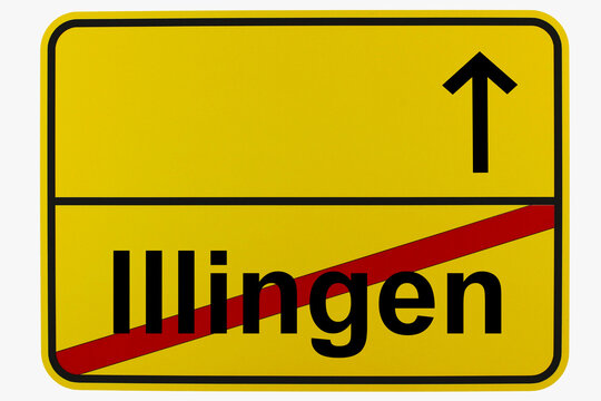 Illustration eines Ortsausgangsschildes von Illingen in Baden-W&uuml;rttemberg	