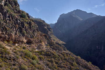 Rugged canyon walls and trail
