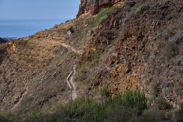 Rugged canyon walls and trail