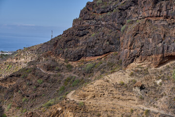 Rugged canyon walls and trail