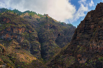 Layered volcanic rock formations