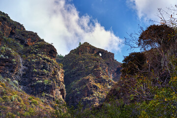 Layered volcanic rock formations