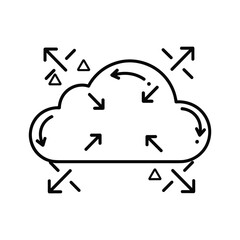 Cloud icon with arrows indicating expansion and contraction