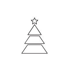 Simple black outline of a Christmas tree with a star on top on a white background black and white