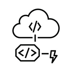 Cloud computing code icon, programming and development concept