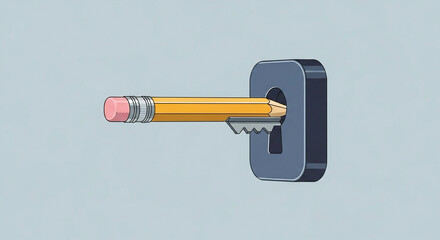 minimalist illustration of pencil inside a lock — protected creativity