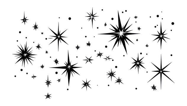 PNG Sparkle black white minimalist. - Powered by Adobe