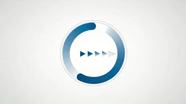 Blue circular progress bar with play button icon lighting motion animated video