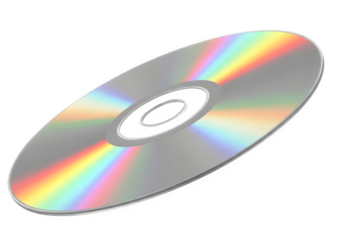 Blank CD or DVD Disc Isolated on Transparent Background PNG – Realistic Rainbow Holographic Mockup