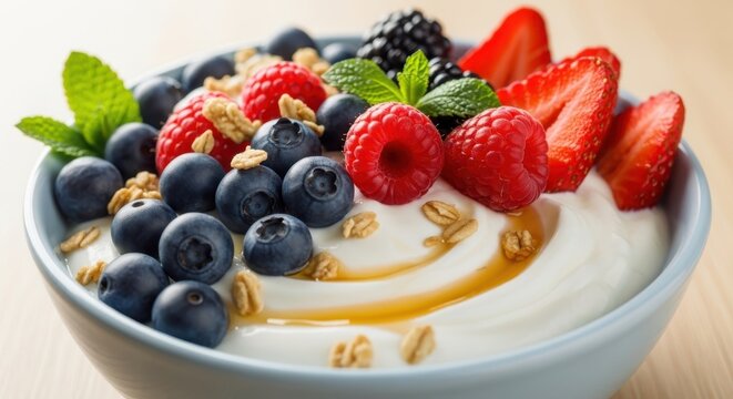 Start your day right with vibrant and delicious mixed berries and creamy yogurt bowl for a healthy breakfast