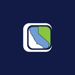 California state icon, modern logo for travel, tourism, and geographical applications