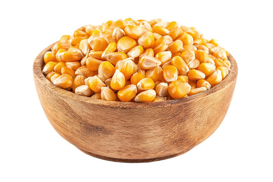 Wooden bowl filled with dried corn kernels