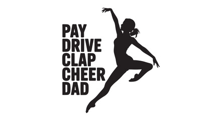 Obraz premium Silhouette of a female dancer in mid-air illustration on white background for dance studio promotions and event flyers